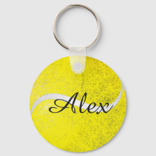 Tennis ball personalised name key ring