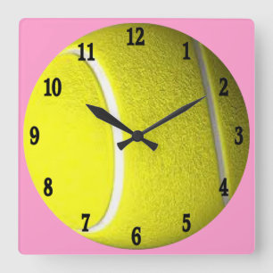 Tennis Ball Pink Square Wall Clock