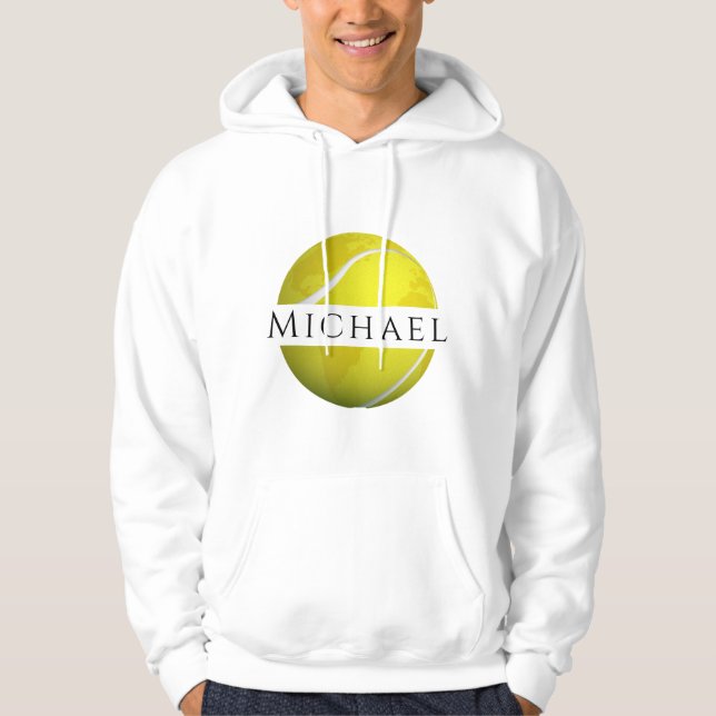 Tennis Ball Planet & Custom Name Player Coach Cool Hoodie (Front)