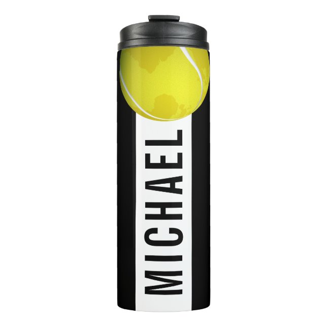 Tennis Ball Planet World Boys Player Coach Name Thermal Tumbler (Front)