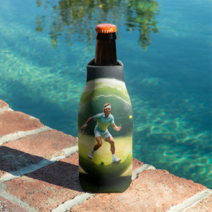 Tennis Ball Player On Court,   Bottle Cooler