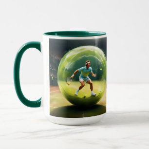 Tennis Ball Player On Court,   Mug