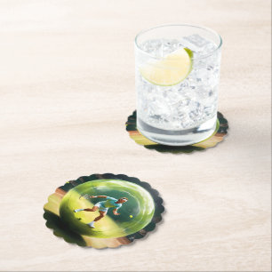 Tennis Ball Player On Court, Paper Coaster