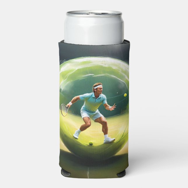 Tennis Ball Player On Court,   Seltzer Can Cooler (Seltzer Front)