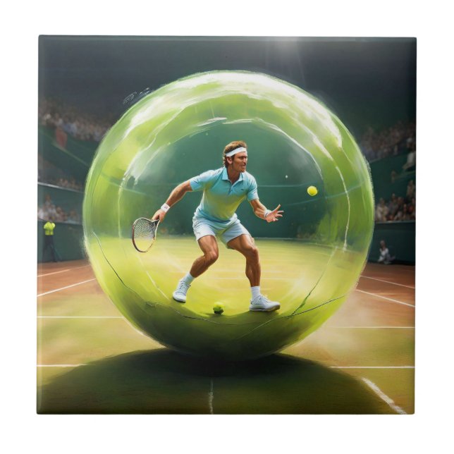 Tennis Ball Player On Court,   Tile (Front)
