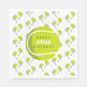 Tennis Ball & Racket Racquet Birthday Party  Napkin