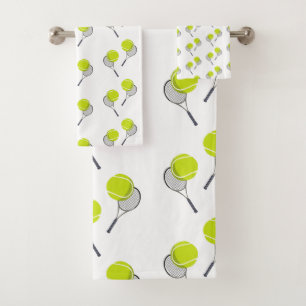 Tennis Ball & Racket Racquet Pattern  Bath Towel Set
