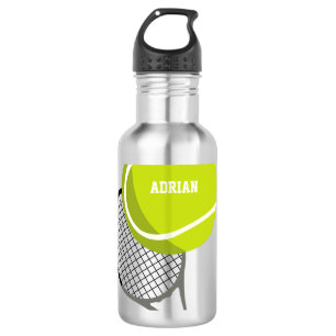 Tennis Ball & Racket Racquet Personalised 532 Ml Water Bottle