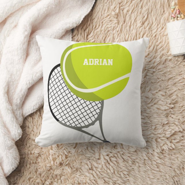 Tennis Ball & Racket Racquet Personalised  Cushion (Blanket)