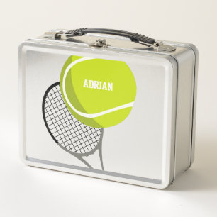 Tennis Ball & Racket Racquet Personalised Metal Lunch Box