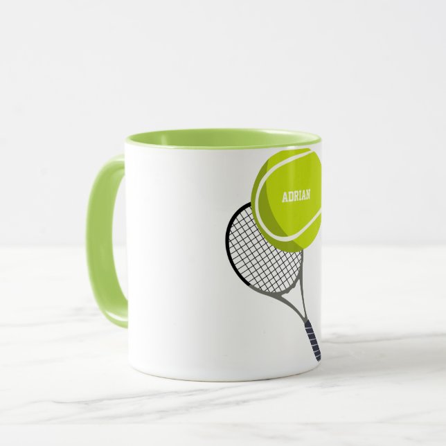 Tennis Ball & Racket Racquet Personalised Mug (Front Left)