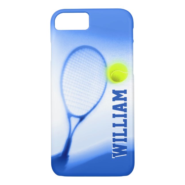 Tennis ball racket sports blue iPhone case (Back)