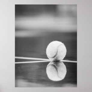 Tennis Ball Reflection on Wet Court Poster
