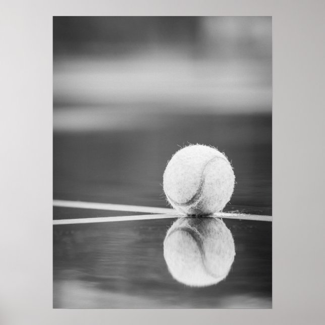 Tennis Ball Reflection on Wet Court Poster (Front)