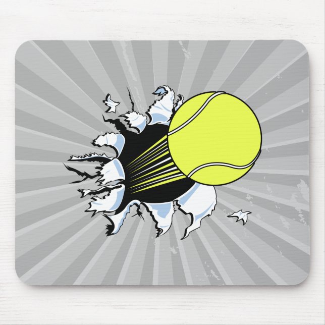 tennis ball ripping through mouse mat (Front)