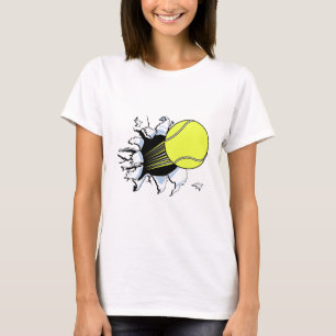 tennis ball ripping through T-Shirt