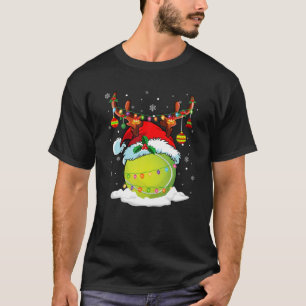 Tennis Ball Santa Hat Christmas Lights Tennis Love T-Shirt