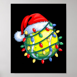 Tennis Ball Santa Hat Men Women Christmas Tennis X Poster