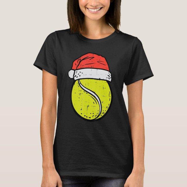 Tennis Ball Santa Hat Sports Christmas Xmas Men Wo T-Shirt (Front)
