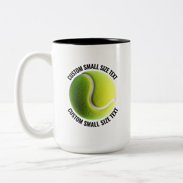 Tennis Ball & Small Text BLACK 15oz Custom Two-Tone Coffee Mug (Left)