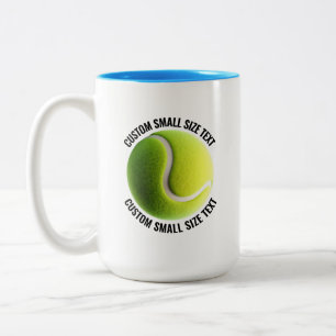 Tennis Ball & Small Text LIGHT BLUE 15oz Custom Two-Tone Coffee Mug