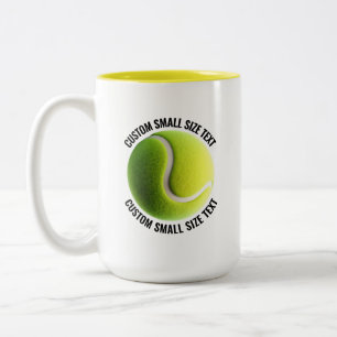 Tennis Ball & Small Text YELLOW 15oz Custom Two-Tone Coffee Mug