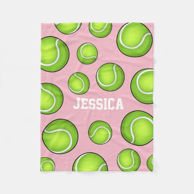 Tennis Ball Soft Pink Fleece Blanket (Front)