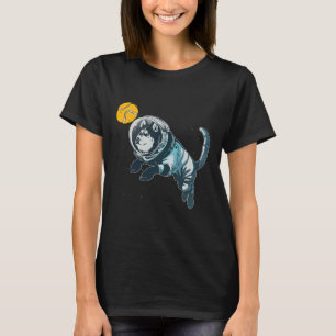 Tennis Ball Space Husky Wolf Space Blue Dog Astron T-Shirt