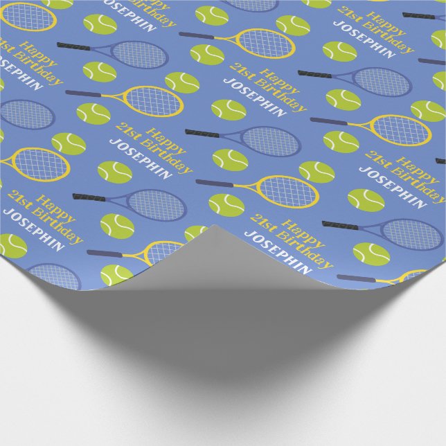 Tennis Ball Sport Games Birthday Name Wrapping Paper (Corner)