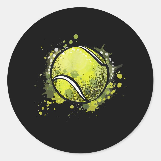 Tennis Ball Sports And Tennis Lover Christmas Classic Round Sticker (Front)
