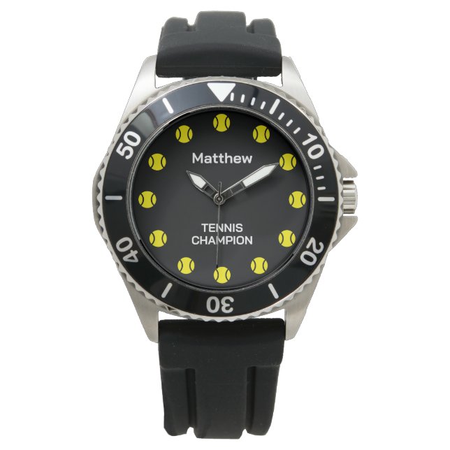 Tennis ball sports watch gift with custom name (Front)