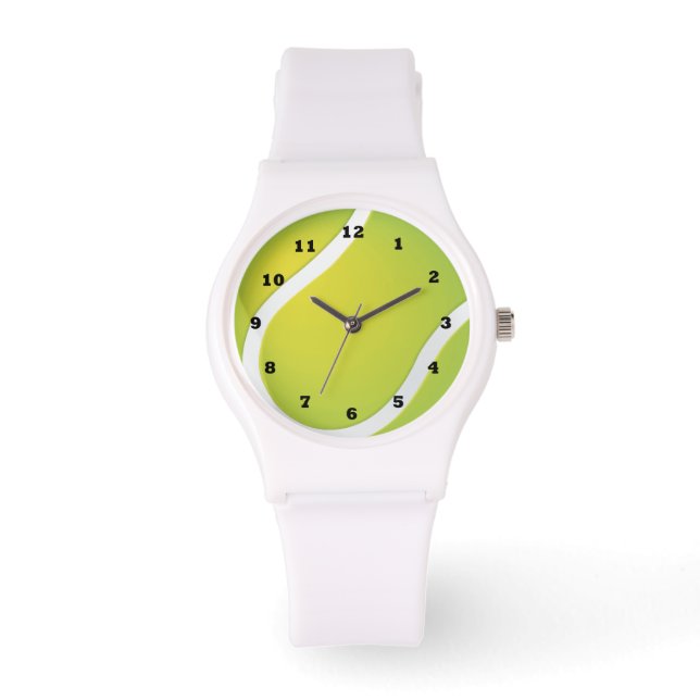 Tennis Ball sports white silicone watch (Front)