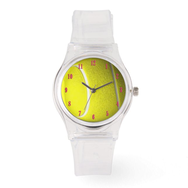 Tennis Ball Sports with Pink Numbers Watch (Front)