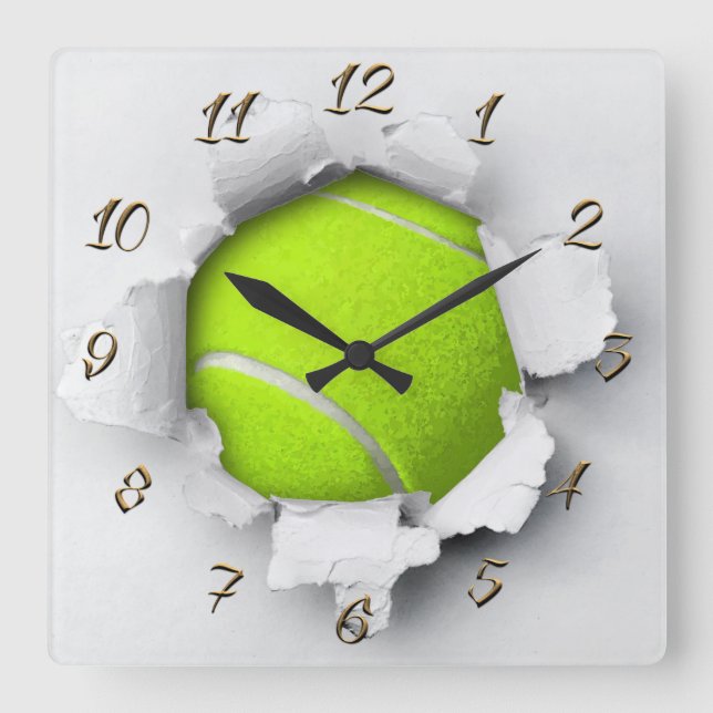 Tennis ball square wall clock (Front)