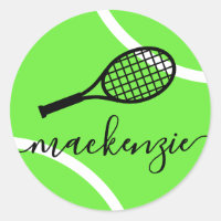 Tennis Ball Stickers Green Personalised Name
