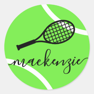 Tennis Ball Stickers Green Personalised Name