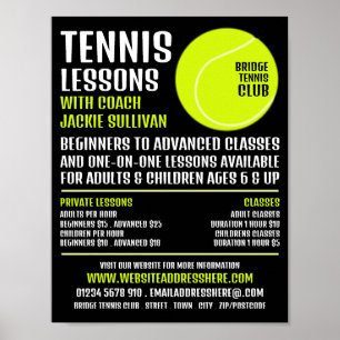 Tennis Ball, Tennis Lessons/Classes Advertising Poster