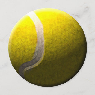 Tennis ball theme circle party invitations