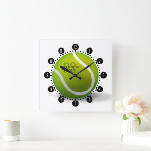 Tennis Ball   Time for Sports Square Wall Clock