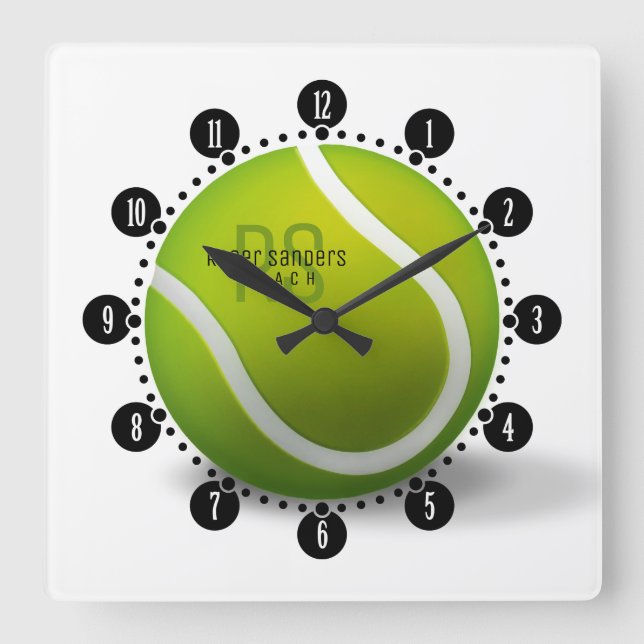 Tennis Ball | Time for Sports Square Wall Clock (Front)