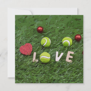 Tennis ball Valentine's Day with heart Holiday Card