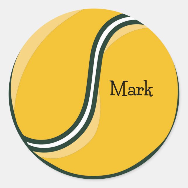 Tennis Ball with custom name Classic Round Sticker (Front)