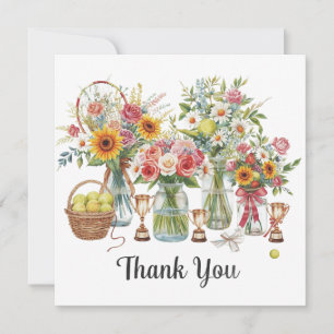 Tennis ball with flowers from tennis player  thank you card