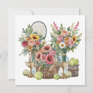 Tennis ball with flowers from tennis player  thank you card