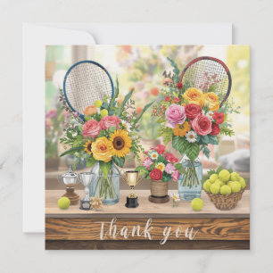 Tennis ball with flowers from tennis player thank you card