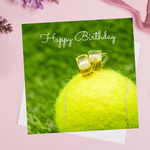 Tennis ball with glass of beer birthday