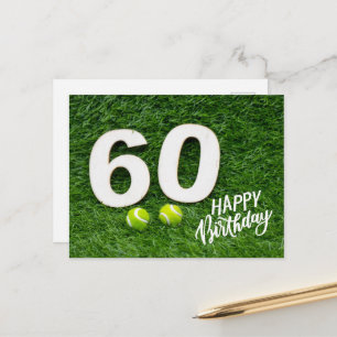 Tennis ball with Happy 60th Birthday  Postcard