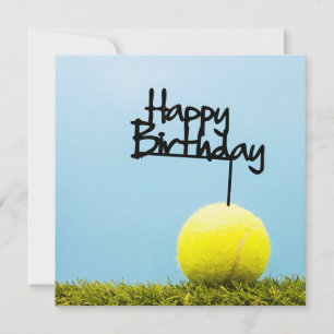Tennis ball with Happy Birthday Sign on blue sky