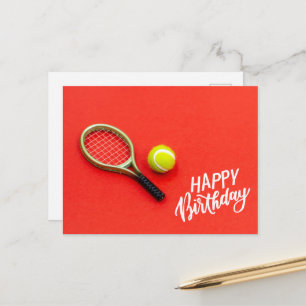 Tennis ball with Happy Birthday with love Postcard