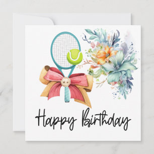 Tennis ball with lots of flower for birthday  card